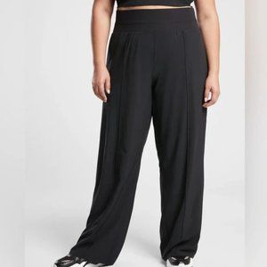 ATHLETA Nolita Wide Leg Black Tuxedo Stripe Pants 14